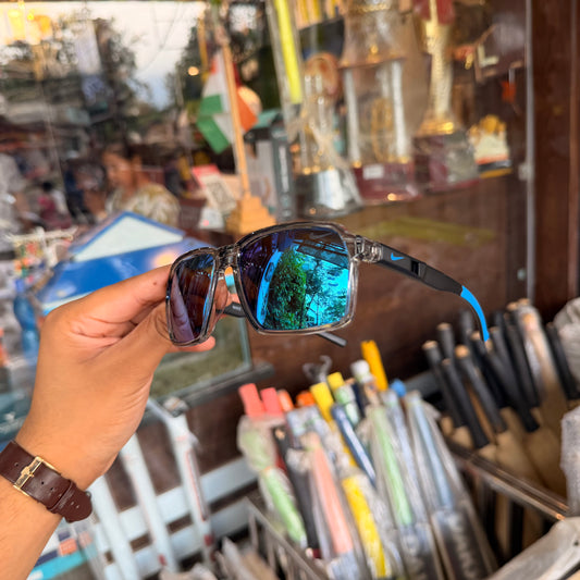 Nike Blue Polarised Premium Rectangle Frame Sports Sunglass with Free Sunglasses Cover