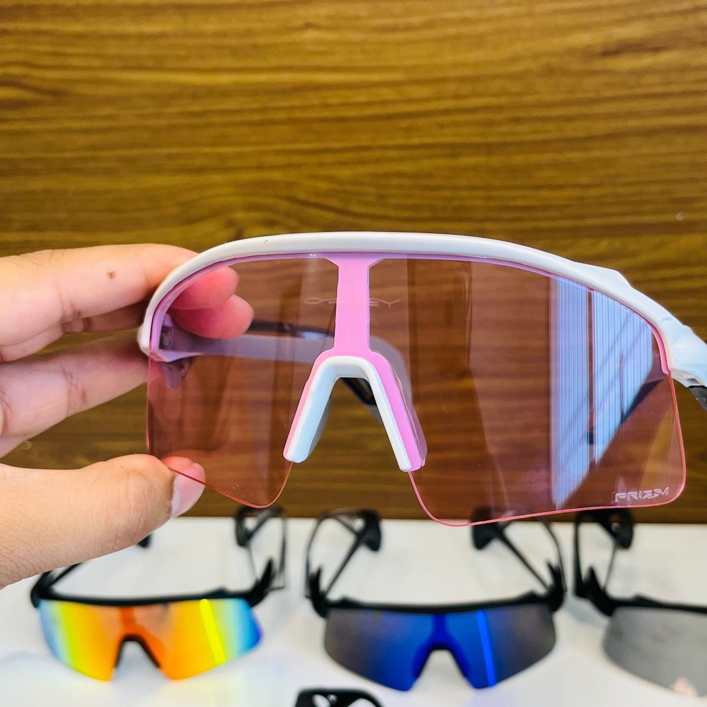 Stunt Wings White-Pink Prizm Lens Premium Sports Sunglasses | Comes With New Hyper Grip Technology | Non Foldable Straps | Highly Stable | Latest Collection