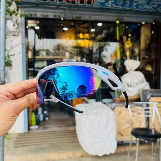 Sphaera White-Blue Premium Sports Sunglasses Best For Outdoor Sports And Adventures