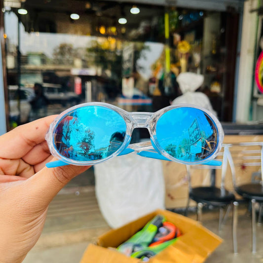 Trans Aqua Blue Colour Eye Jacket Redux β Oval Shape Sports Sunglasses