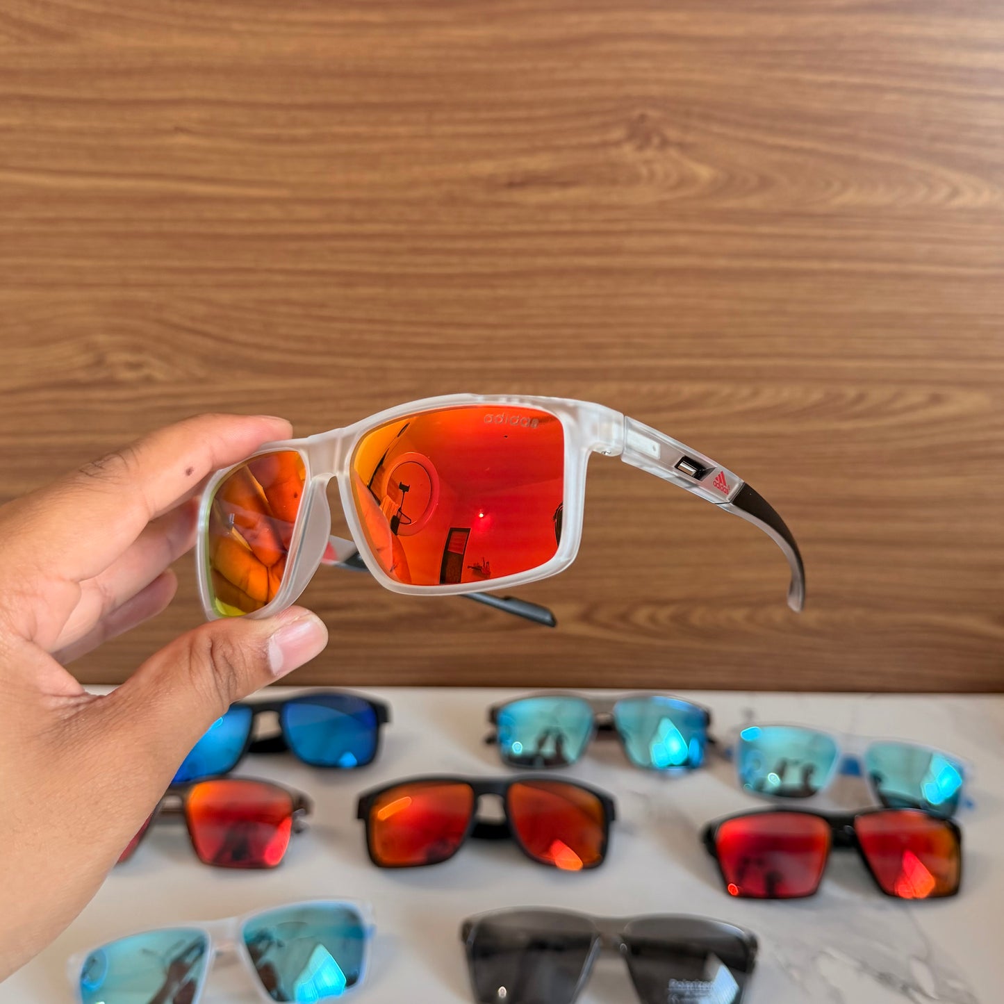 Adidas Trans Mercury Polarised Premium Rectangle Frame Sports Sunglass with Free Sunglasses Cover
