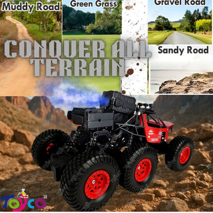 Hi-Speed Rechargeable Remote Control Rock Crawler Car Toy | 8 Tyres Monster Truck Rock Crawler | 50° Climbing RC Car 4x4 Off-Road Car Toy | Red | in-Built Battery