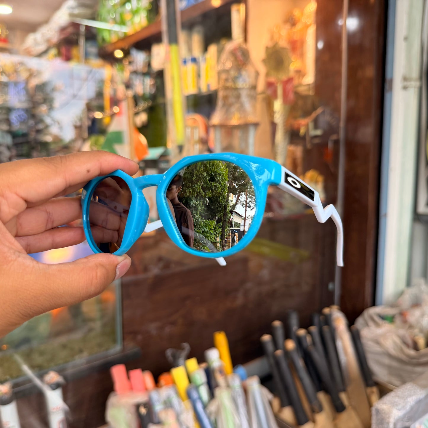 OAKLEY HSTN Light Blue With Silver Lens Premium Sunglasses