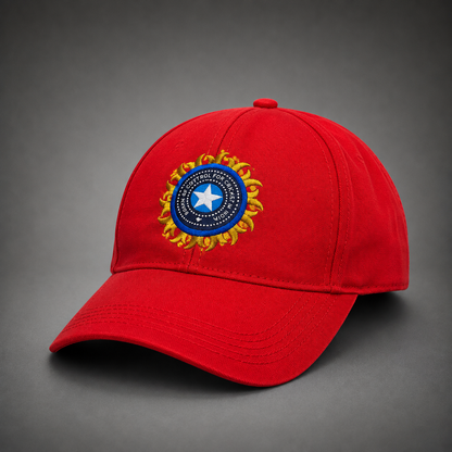 BCCI Red Colour Cricket Embroidered Cap