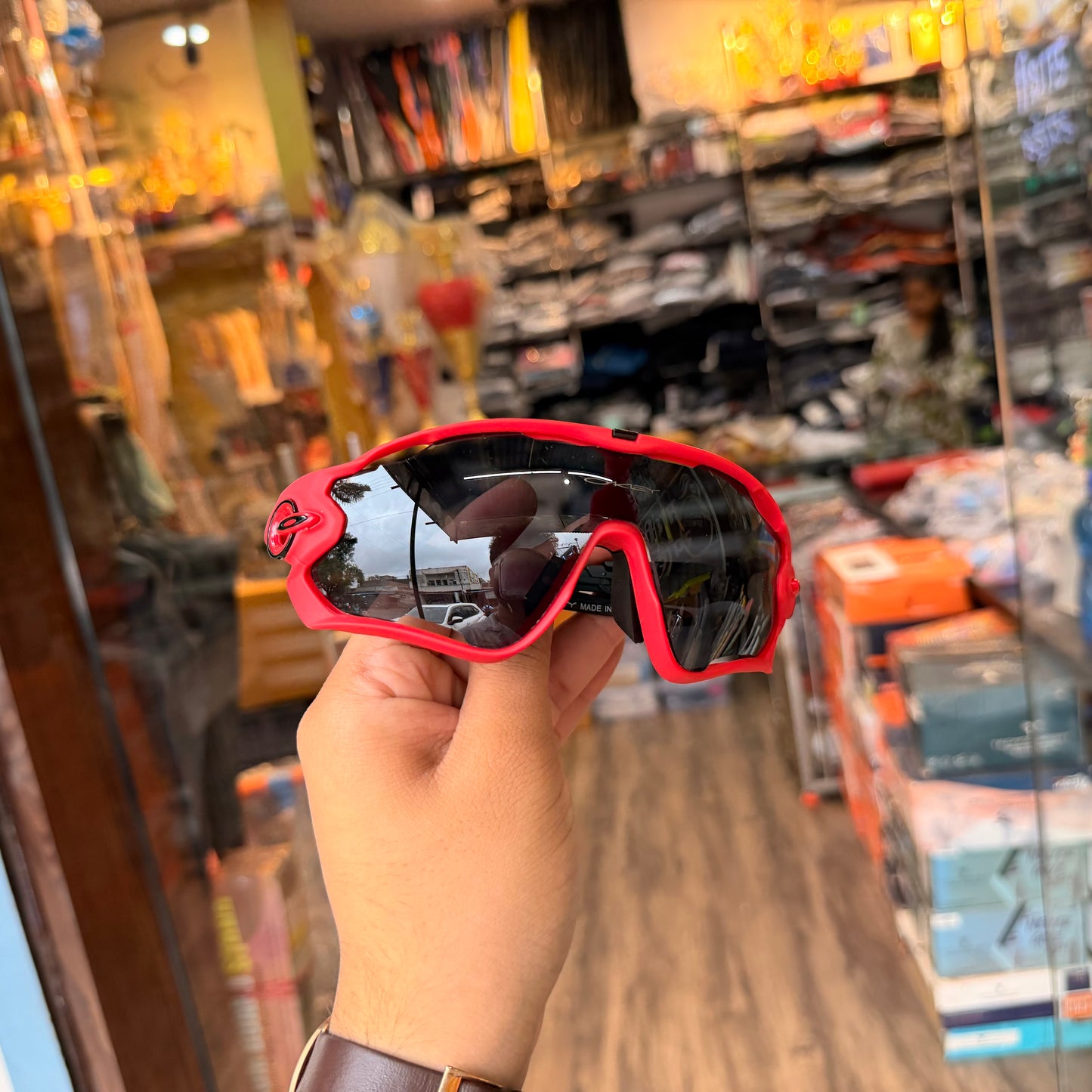 Jawbreaker Red-Black Premium Sports Sunglasses