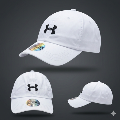 White Colour UA Sports Cap Parachute Fabric Best Unisex Sports Cap