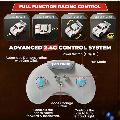 Mini RC Drift Car | 2.4G Remote Control Racing | 360° Drift & Stunt, LED Lights, Sound Effects, Follow Me Mode, Escape Mode, Sensor Control, Auto Demo | Gift for Boys & Girls