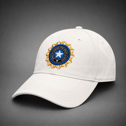 BCCI White Colour Cricket Embroidered Cap