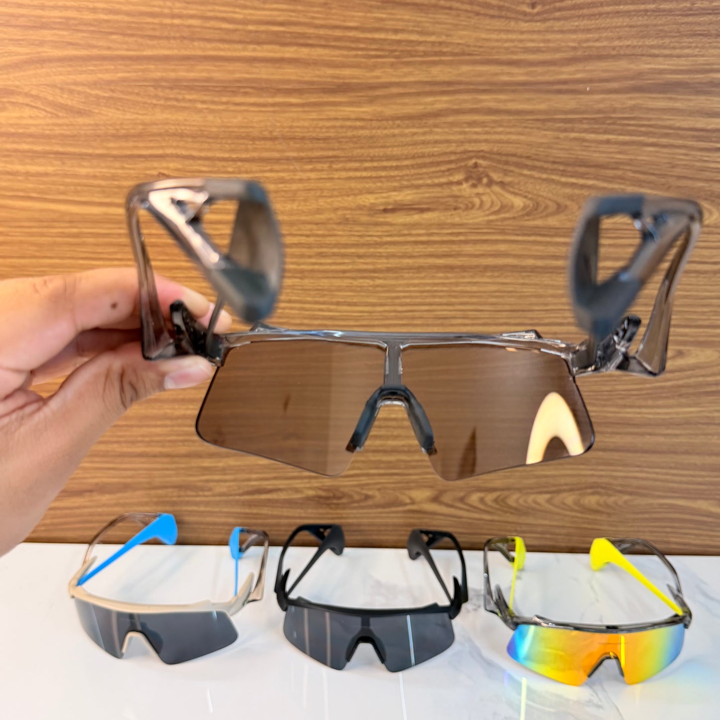Stunt Wings Trans Gold Prizm Lens Premium Sports Sunglasses  | Comes With New Hyper Grip Technology | Non Foldable Straps | Highly Stable | Latest Collection