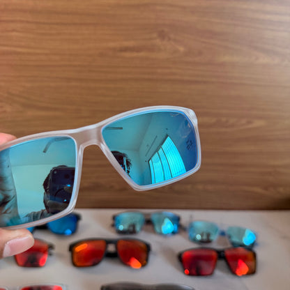 Nike Trans Blue Polarised Premium Rectangle Frame Sports Sunglass with Free Sunglasses Cover