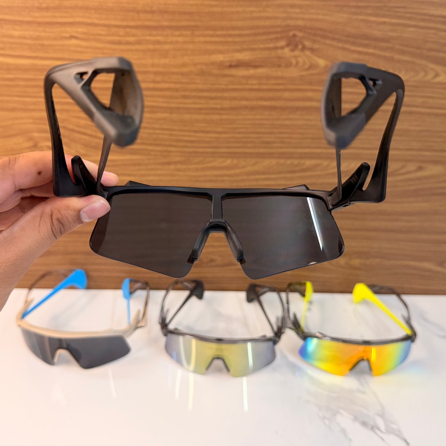 Stunt Wings Black Prizm Lens Premium Sports Sunglasses  | Comes With New Hyper Grip Technology | Non Foldable Straps | Highly Stable | Latest Collection