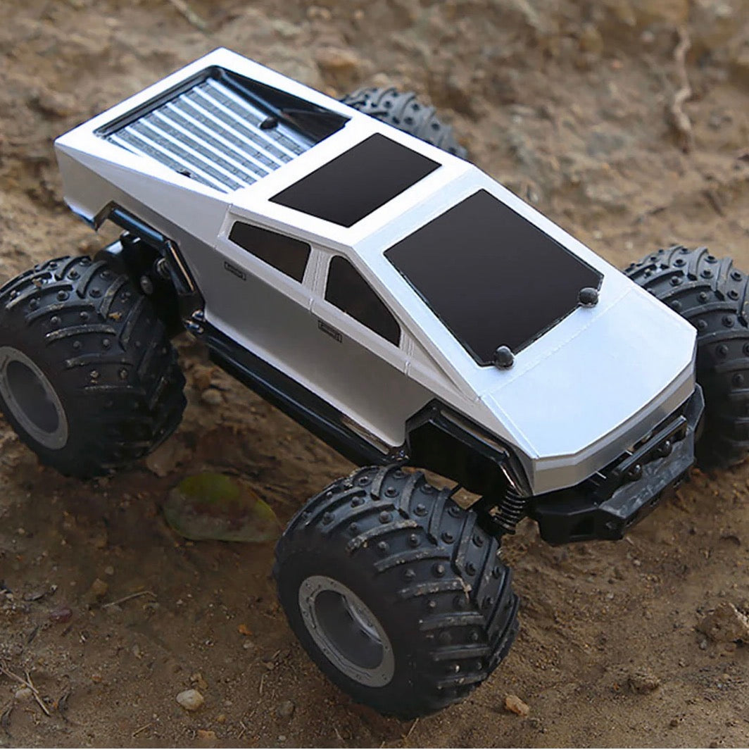 Cyber truck High Speed RC Car with Rechargeable Battery, LED Lights & Remote Controller Silver Colour