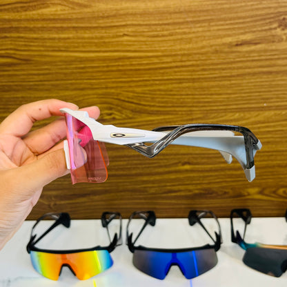 Stunt Wings White-Pink Prizm Lens Premium Sports Sunglasses  | Comes With New Hyper Grip Technology | Non Foldable Straps | Highly Stable | Latest Collection