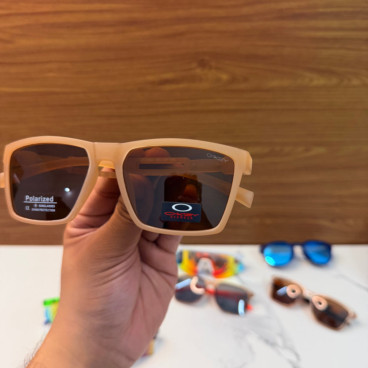 OAK. Sandstone Brown-Lens Rectangle Frame Light Weight Premium Sunglasses