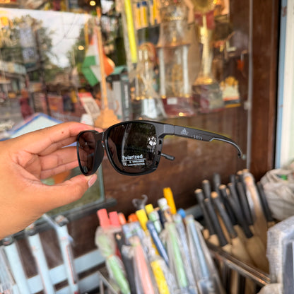 Adidas All Black Mercury Polarised Premium Rectangle Frame Sports Sunglass with Free Sunglasses Cover
