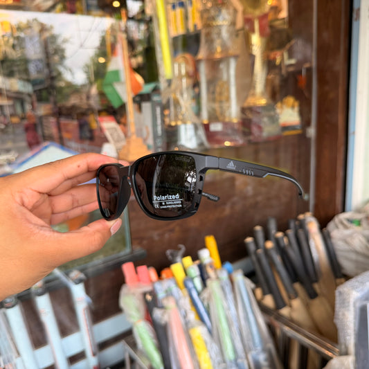 Adidas All Black Mercury Polarised Premium Rectangle Frame Sports Sunglass with Free Sunglasses Cover