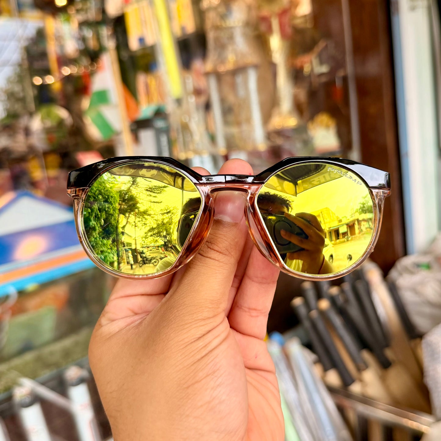 OAKLEY HSTN Glossy Black-Gold Premium Sunglasses