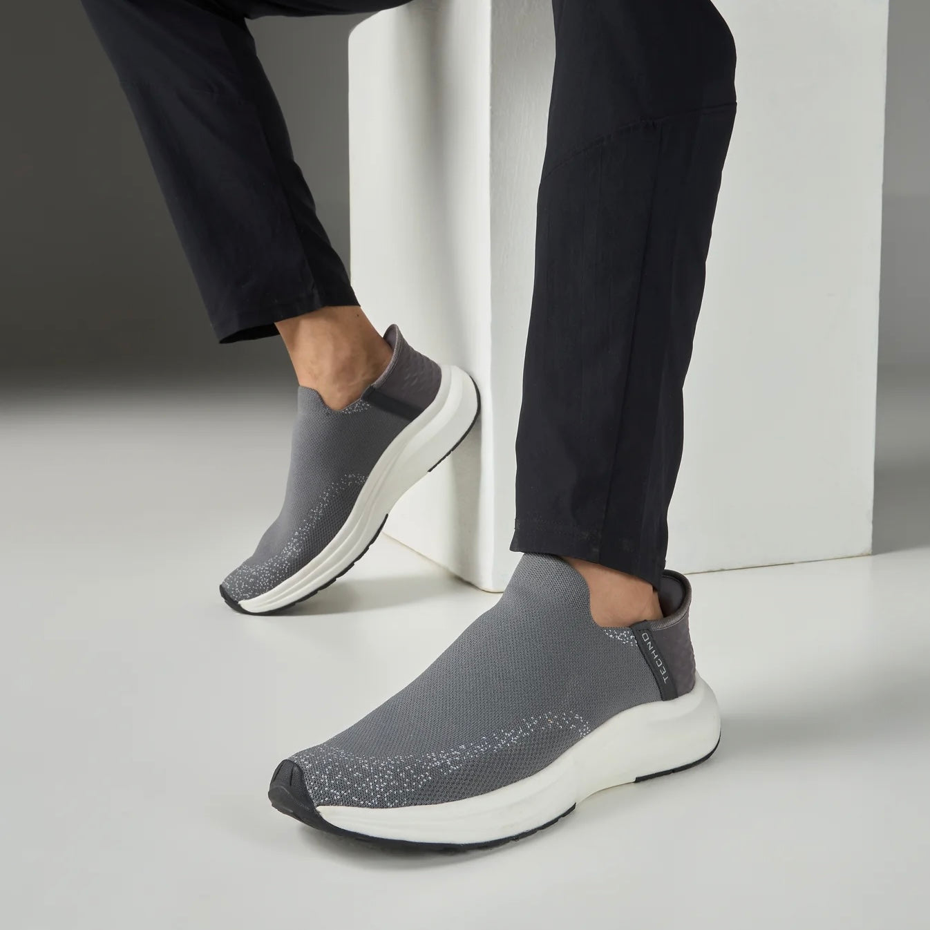 Technosports Free-Hands Shoes with NITRO-LITE. Highly Comfortable Slip in Shoes. (Grey Colour)