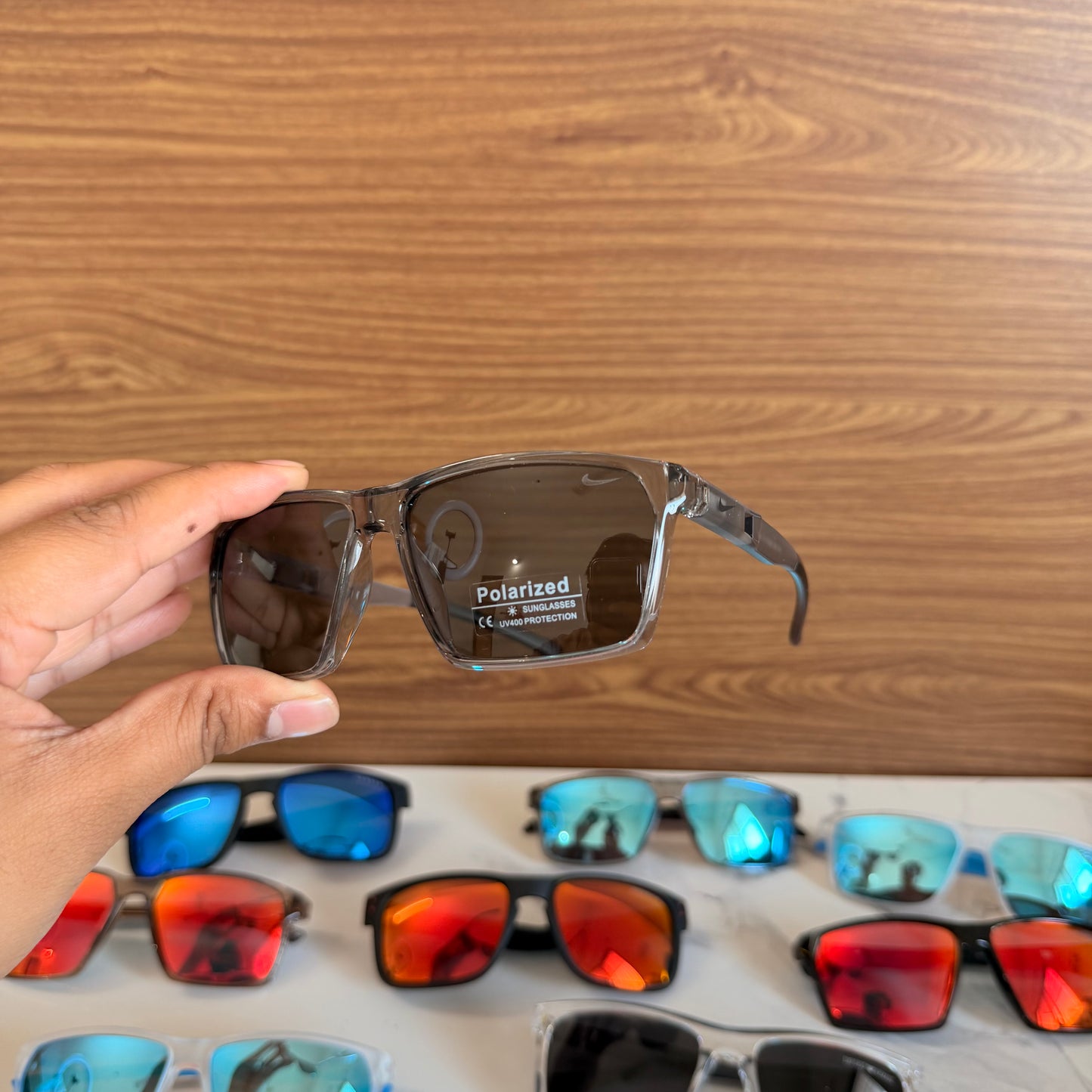 Nike Trans Black Polarised Premium Rectangle Frame Sports Sunglass with Free Sunglasses Cover