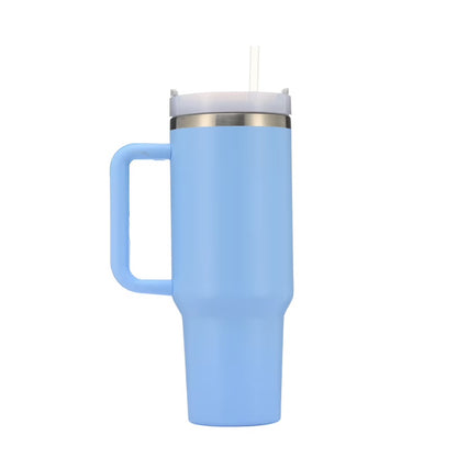 Tumbler With Side Grip Handle, Lid and Straw | Insulated Reusable Water Bottle For Hot & Cold Drink | Mug for Office, Gym, Travelling | Freya | Black
