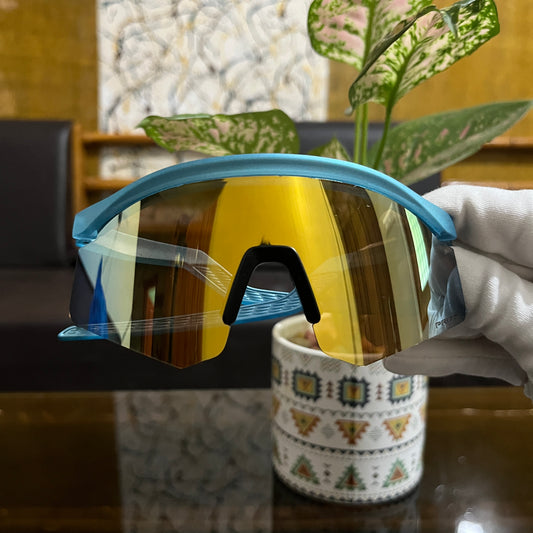 Hydra Blue Gold Premium Unisex Sports Sunglass