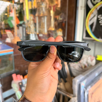 Adidas All Black Mercury Polarised Premium Rectangle Frame Sports Sunglass with Free Sunglasses Cover