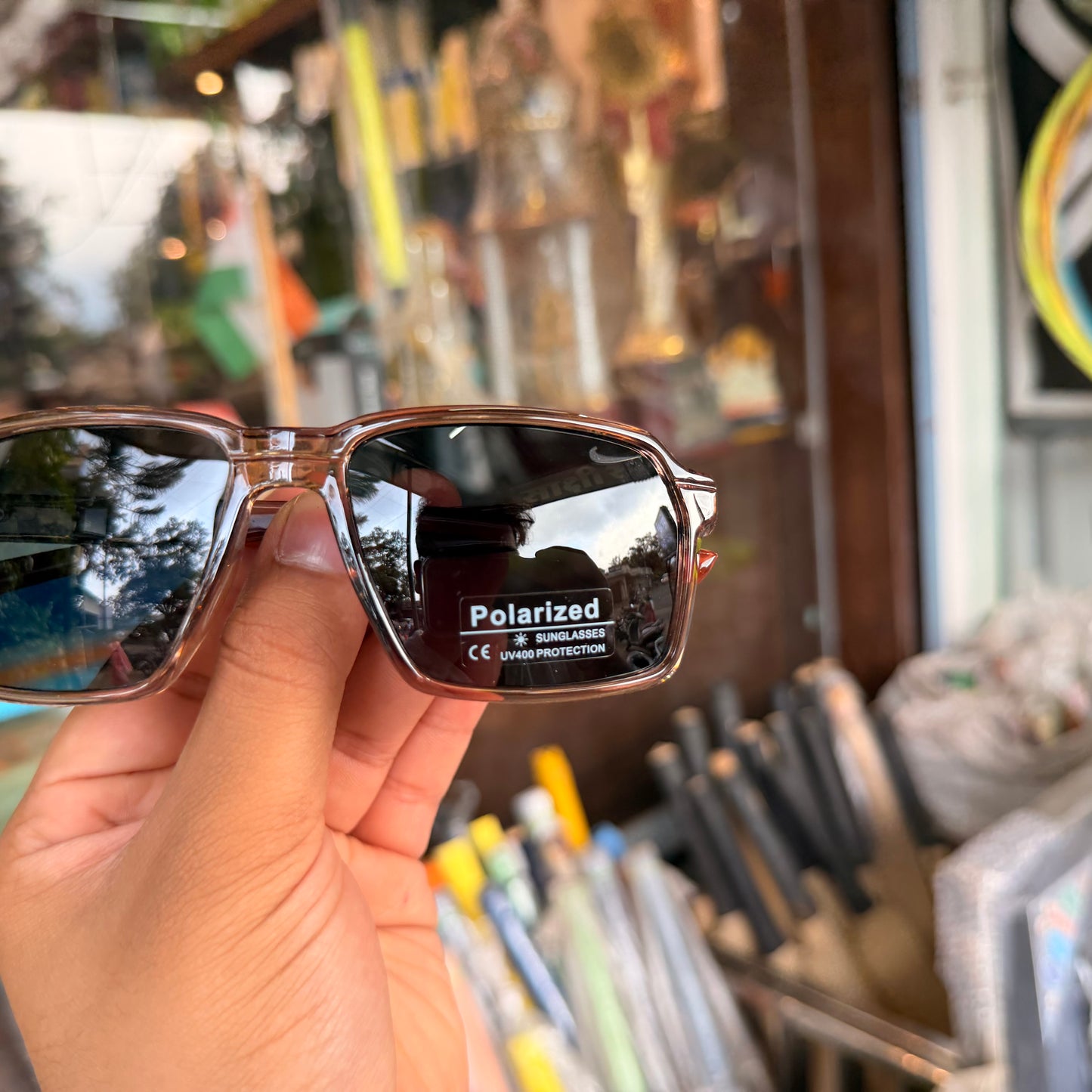 Nike Brown-Black Polarised Premium Rectangle Frame Sports Sunglass with Free Sunglasses Cover
