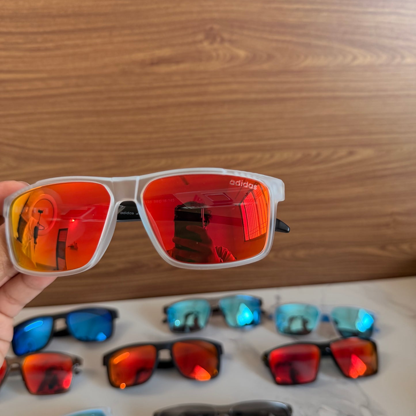 Adidas Trans Mercury Polarised Premium Rectangle Frame Sports Sunglass with Free Sunglasses Cover