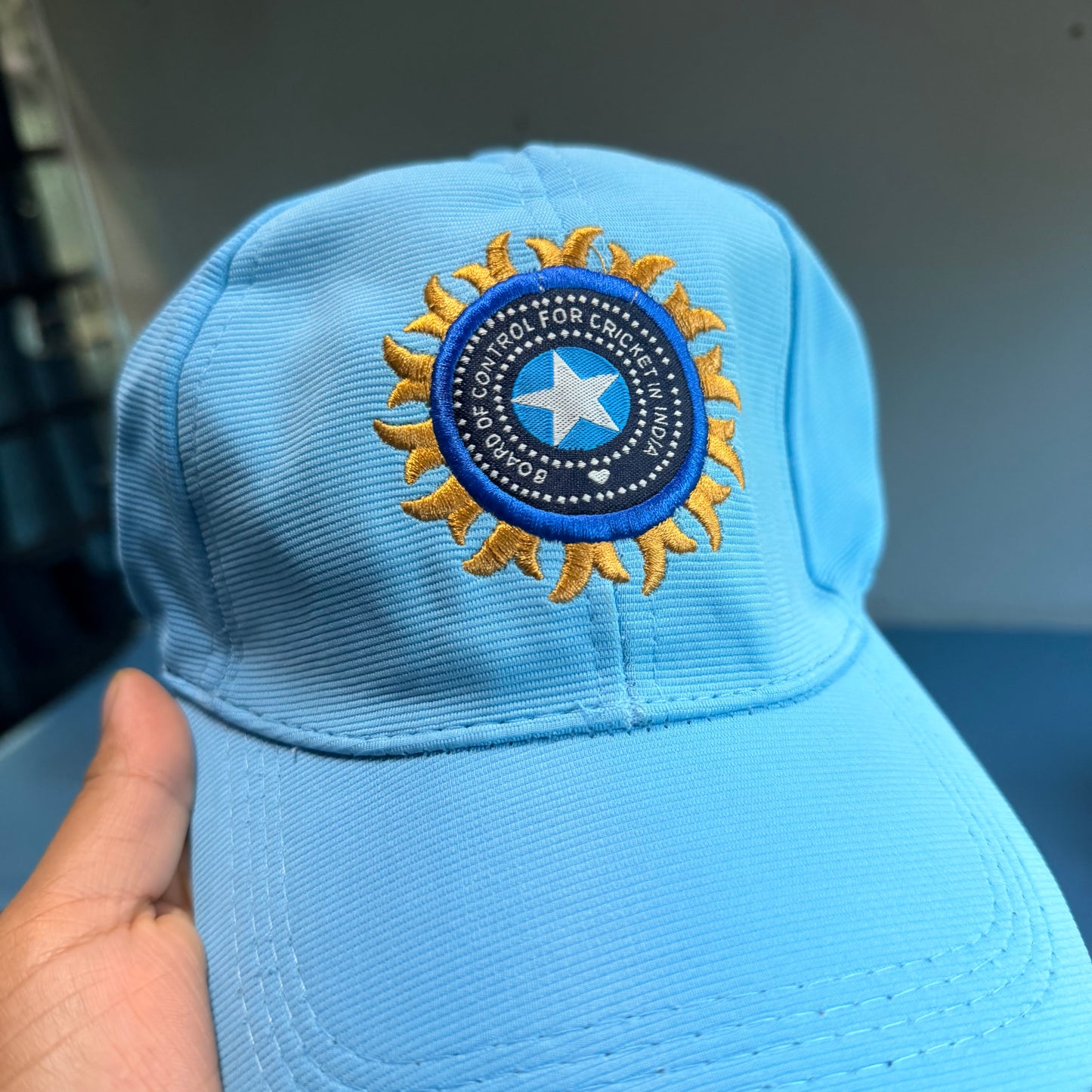 BCCI Light Blue Colour Cricket Embroidered Cap