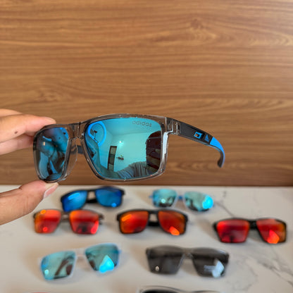 Adidas Black Blue Polarised Premium Rectangle Frame Sports Sunglass with Free Sunglasses Cover