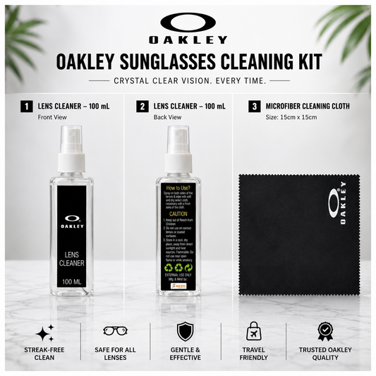 Oakley Sunglasses Cleaning Kit To Protect Your Premium Sunglasses Lens | 100mL Liquid With A High Quality Cleaning Cloth