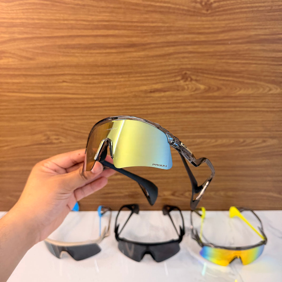 Stunt Wings Trans Gold Prizm Lens Premium Sports Sunglasses  | Comes With New Hyper Grip Technology | Non Foldable Straps | Highly Stable | Latest Collection