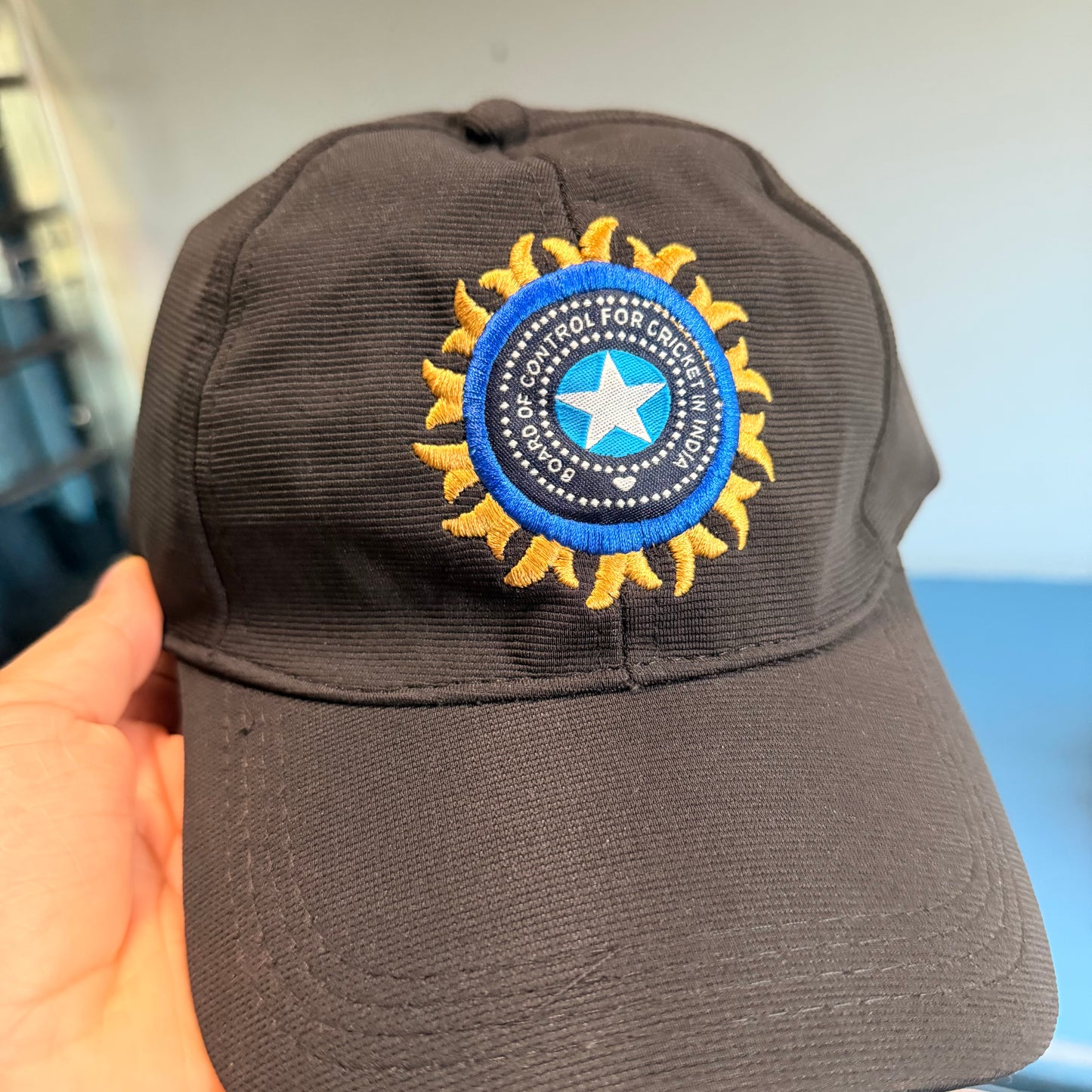 BCCI Black Colour Black Cricket Embroidered Cap