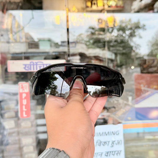 Radar All Black Premium Branded Stylish Sunglasses For Men & Women | 100% UV Protection Shades | Cricket Sports Cycling Driving Trekking & More