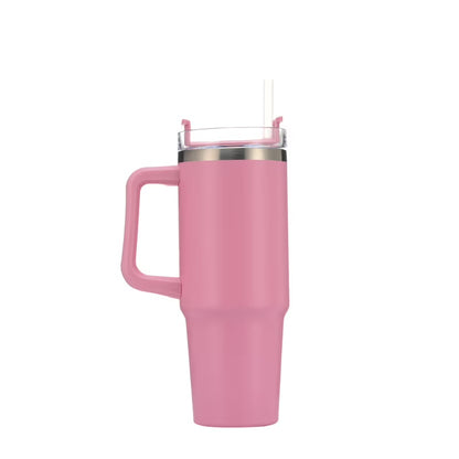 Tumbler With Side Grip Handle, Lid and Straw | Insulated Reusable Water Bottle For Hot & Cold Drink | Mug for Office, Gym, Travelling | Freya | Black