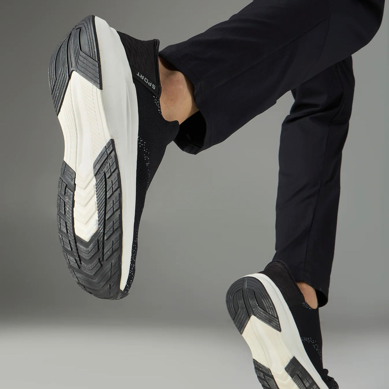 Technosports Free-Hands Shoes with NITRO-LITE. Highly Comfortable Slip in Shoes. (Black Colour)