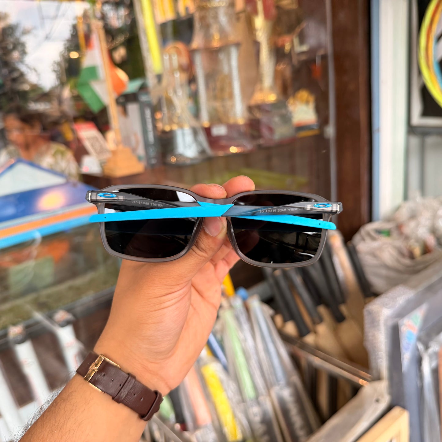 OAKLEY Grey-Blue Rectangle Frame Light Weight Premium Sunglasses