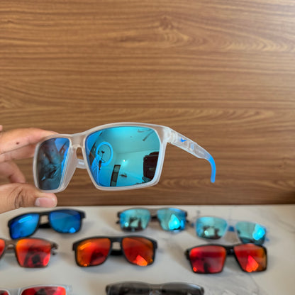 Nike Trans Blue Polarised Premium Rectangle Frame Sports Sunglass with Free Sunglasses Cover
