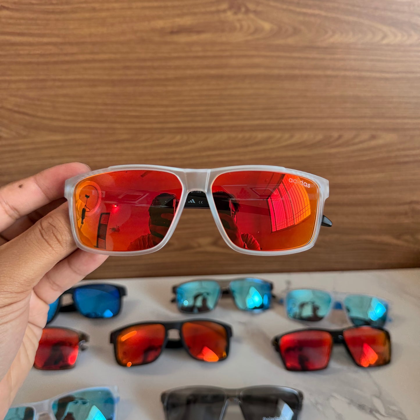 Adidas Trans Mercury Polarised Premium Rectangle Frame Sports Sunglass with Free Sunglasses Cover