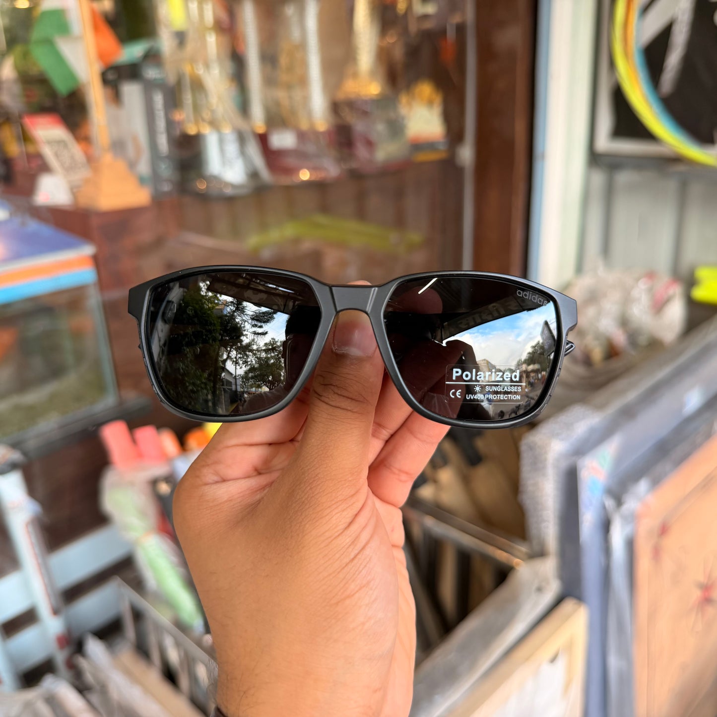 Adidas All Black Mercury Polarised Premium Rectangle Frame Sports Sunglass with Free Sunglasses Cover