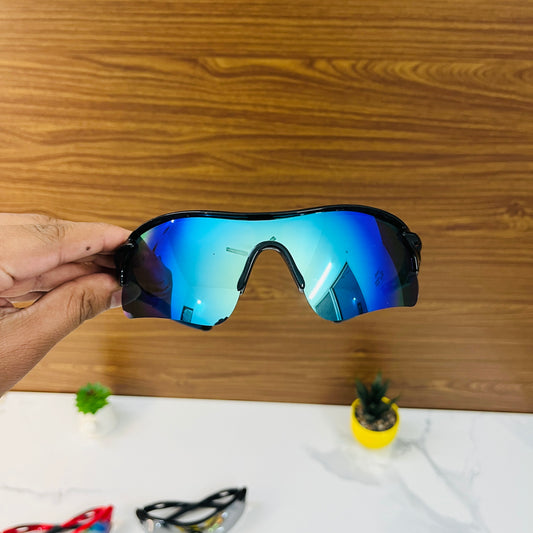 Black-Blue Color SS Non Polarised Sports Sunglasses For Men Women Kids, Outdoor Cricket Cycling Running Hiking Fishing Sunglasses