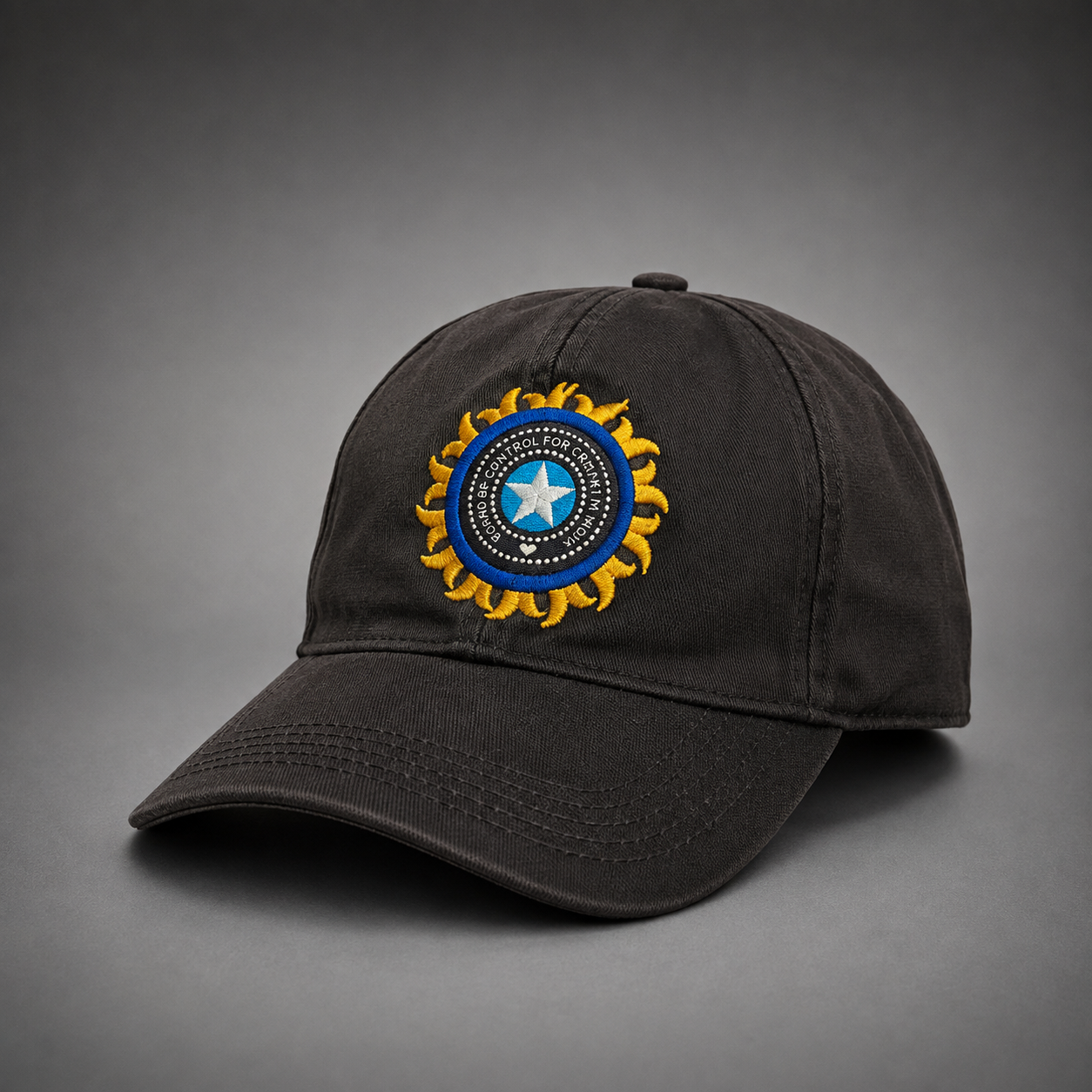 BCCI Black Colour Black Cricket Embroidered Cap