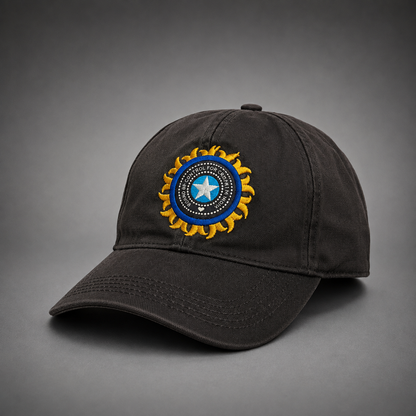 BCCI Black Colour Black Cricket Embroidered Cap