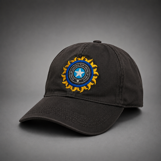BCCI Black Colour Black Cricket Embroidered Cap