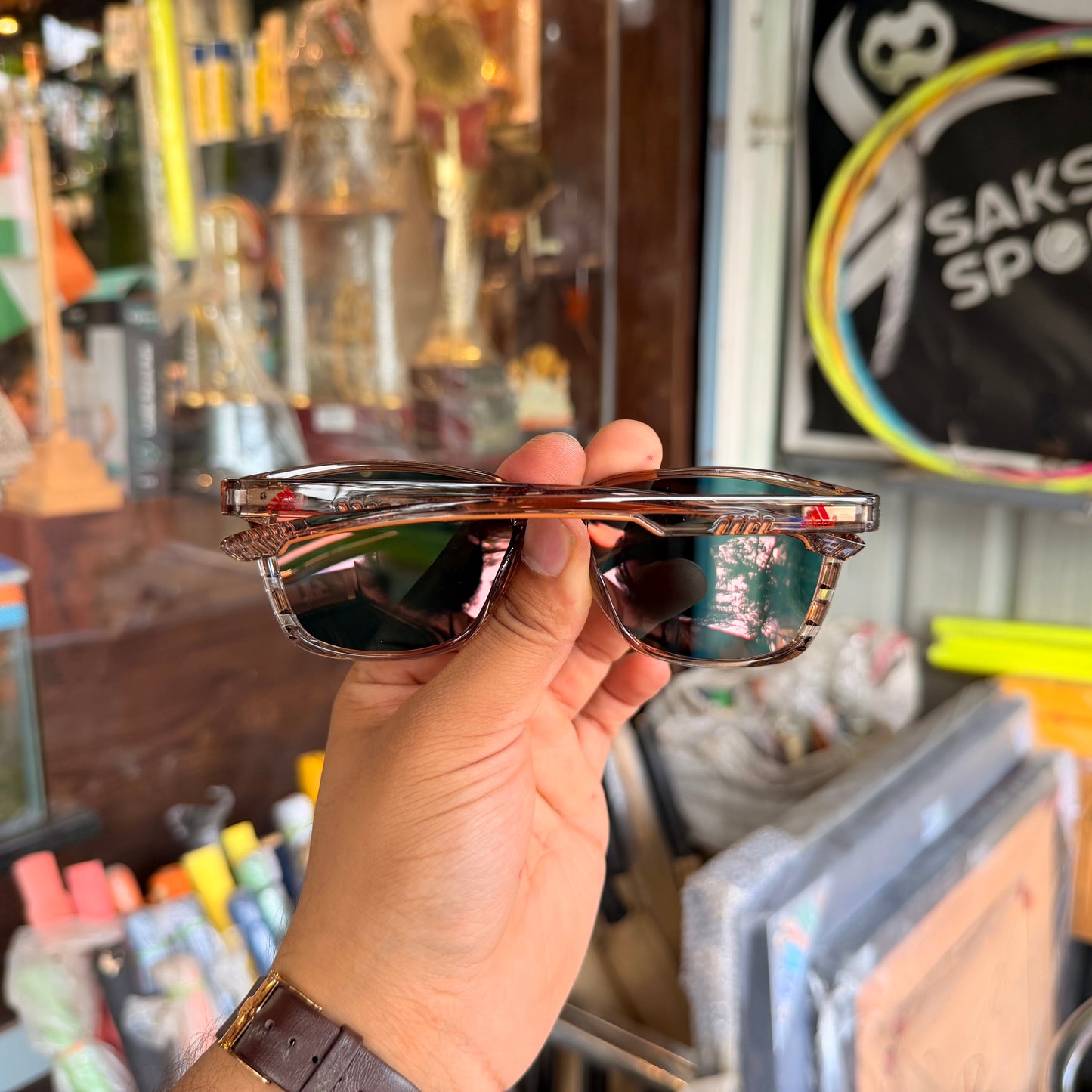 Adidas Brown Mercury Polarised Premium Rectangle Frame Sports Sunglass with Free Sunglasses Cover