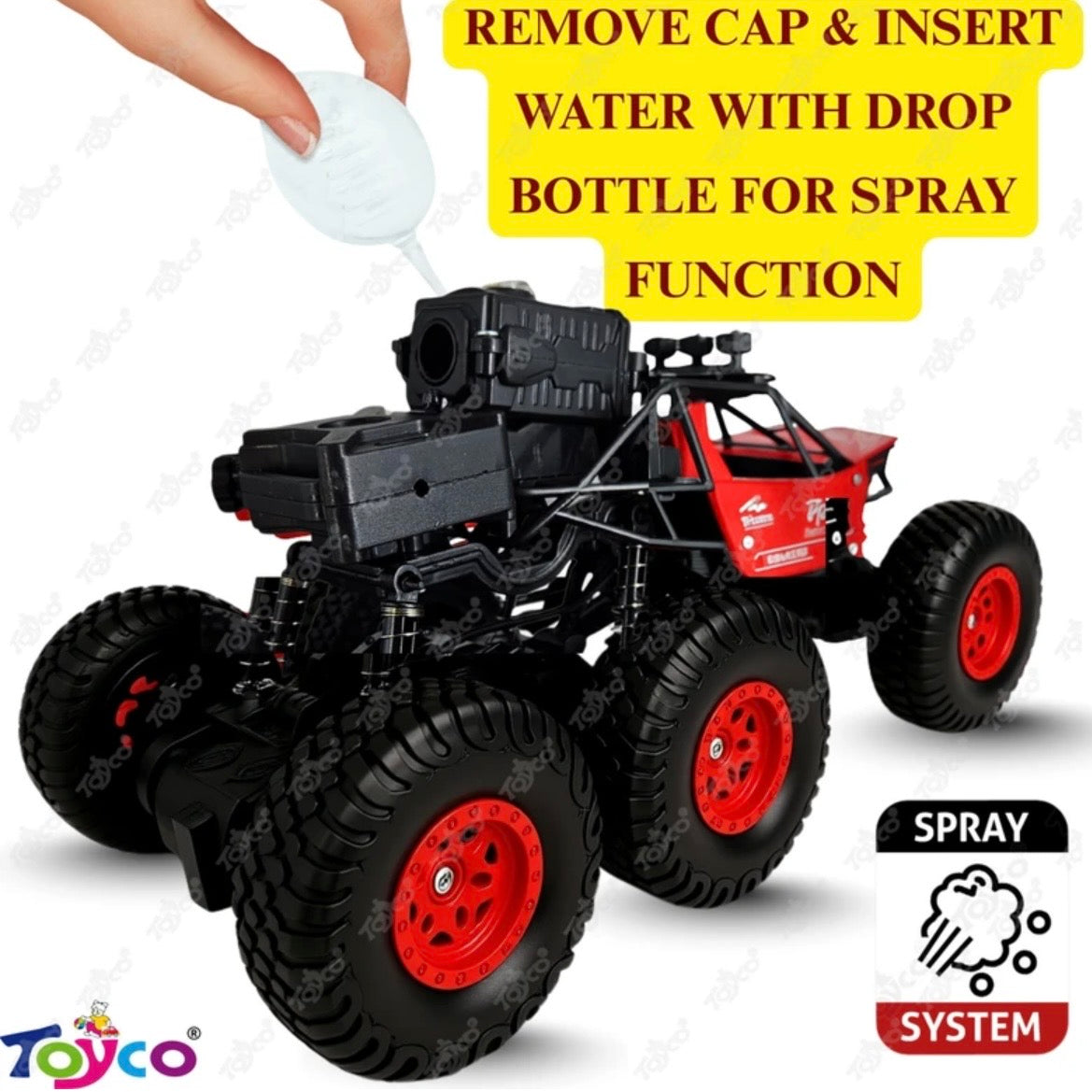 Hi-Speed Rechargeable Remote Control Rock Crawler Car Toy | 8 Tyres Monster Truck Rock Crawler | 50° Climbing RC Car 4x4 Off-Road Car Toy | Red | in-Built Battery