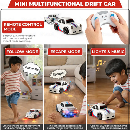 Mini RC Drift Car | 2.4G Remote Control Racing | 360° Drift & Stunt, LED Lights, Sound Effects, Follow Me Mode, Escape Mode, Sensor Control, Auto Demo | Gift for Boys & Girls