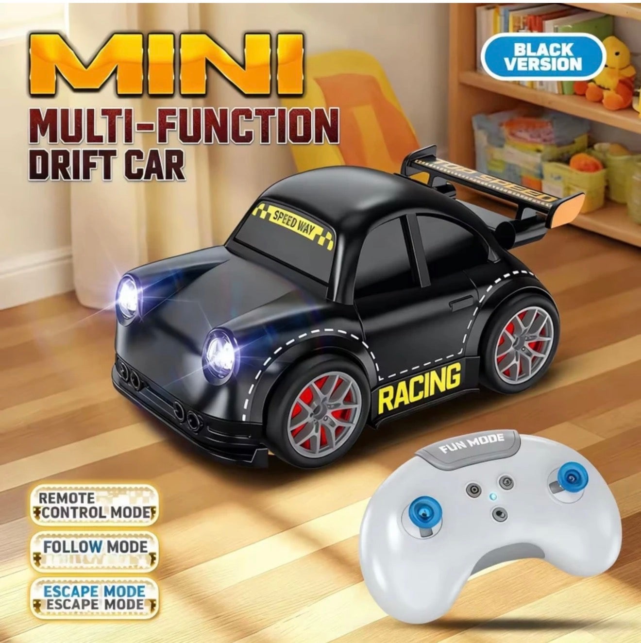 Mini RC Drift Car | 2.4G Remote Control Racing | 360° Drift & Stunt, LED Lights, Sound Effects, Follow Me Mode, Escape Mode, Sensor Control, Auto Demo | Gift for Boys & Girls