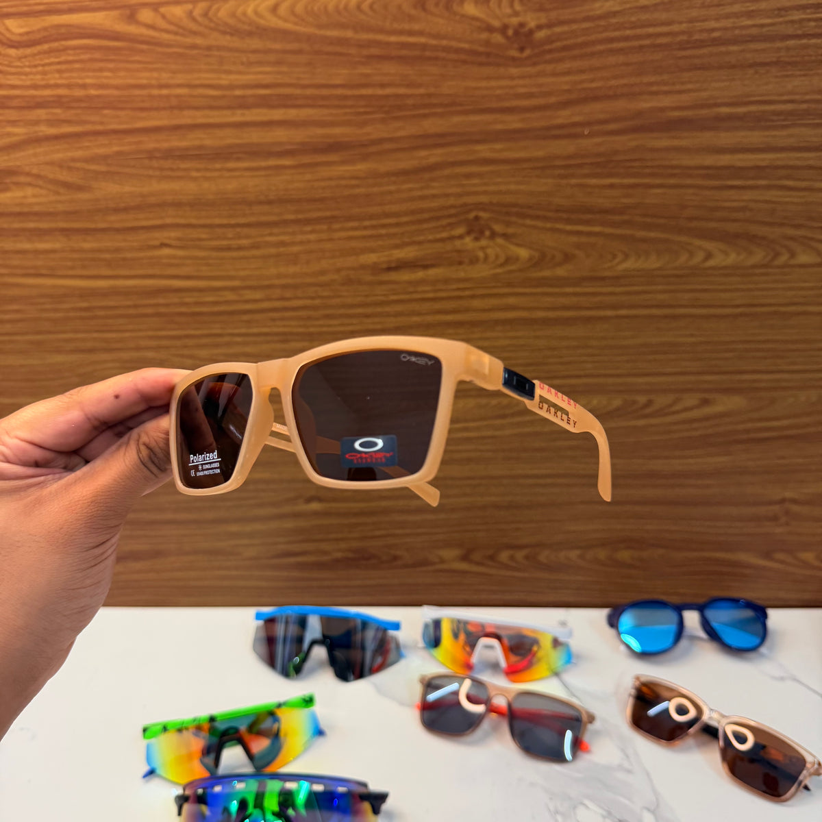 OAK. Sandstone Brown-Lens Rectangle Frame Light Weight Premium Sunglasses