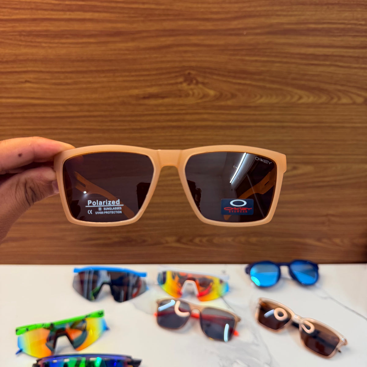 OAK. Sandstone Brown-Lens Rectangle Frame Light Weight Premium Sunglasses